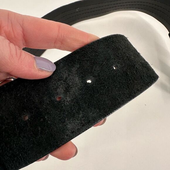 Vintage Women's Suede Leather Embroidered Braided Waist Belt Black Size Small - Picture 9 of 10